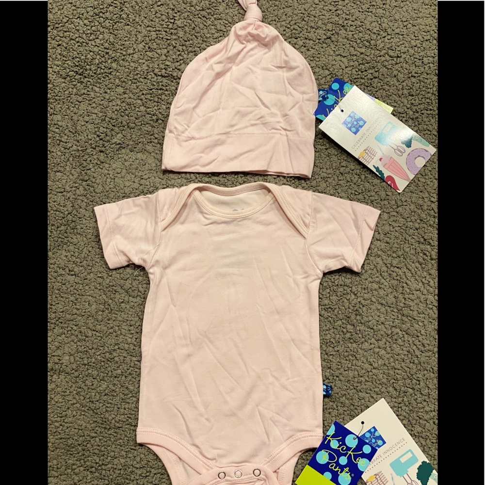 Kickee pants onesie and matching hat